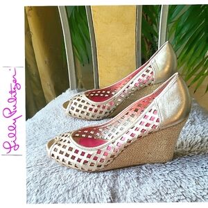 Lily Pulitzer Leather Wedge Heels ❤️